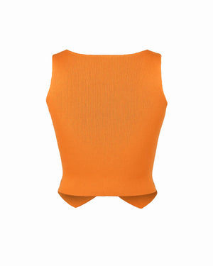 Orange sleeveless top on a white background