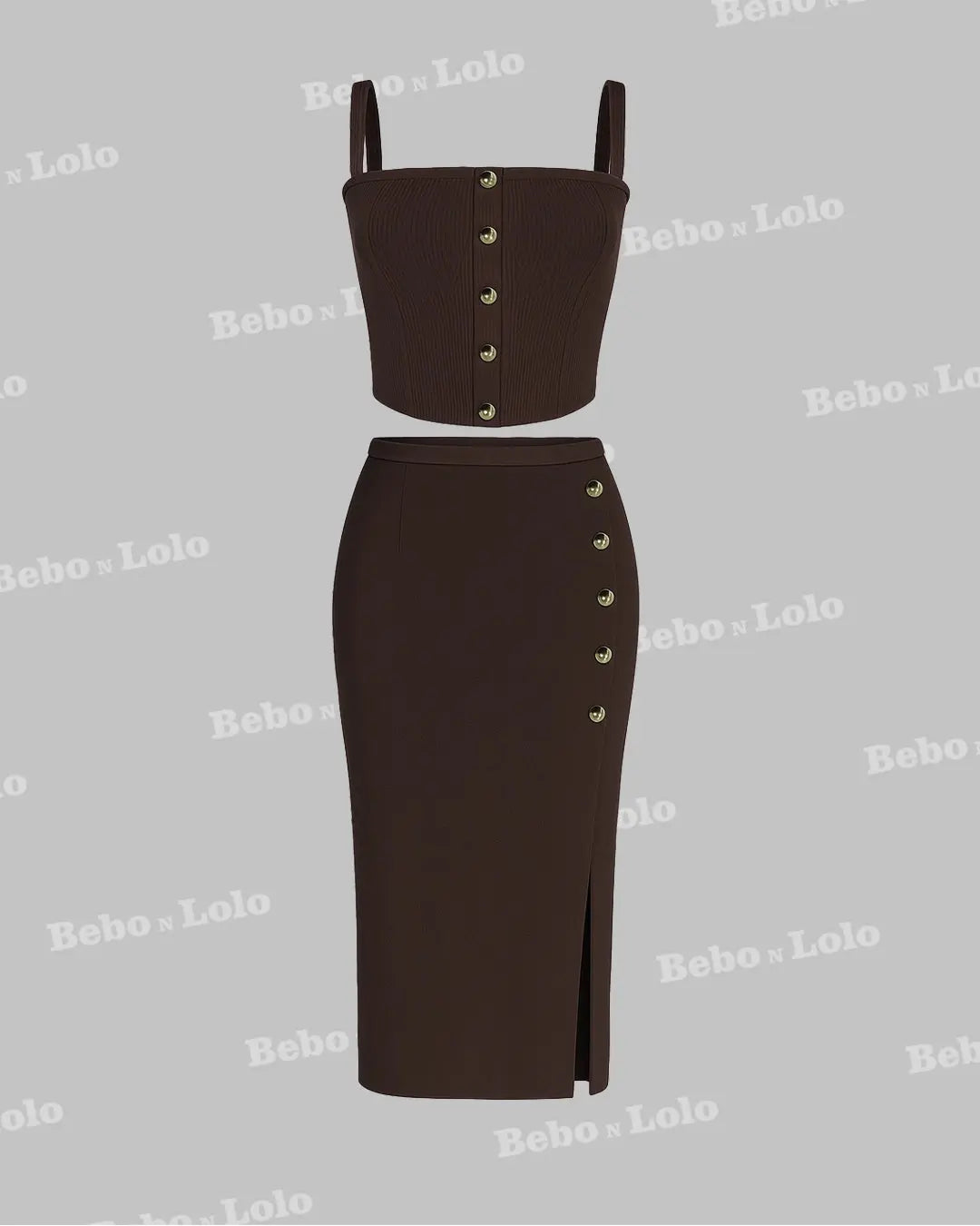 Buttoned Ribbed Co-Ord Set