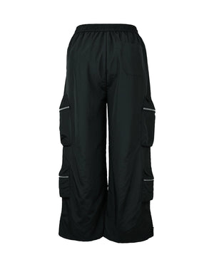 Black cargo pants on a white background