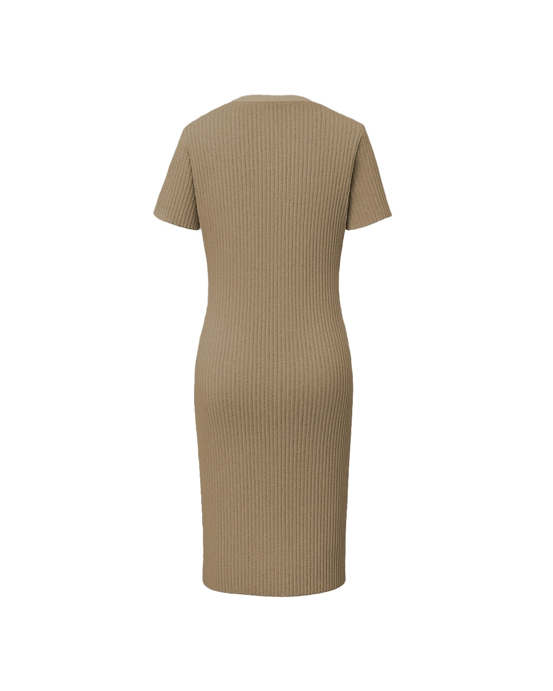 Beige ribbed dress on a white background