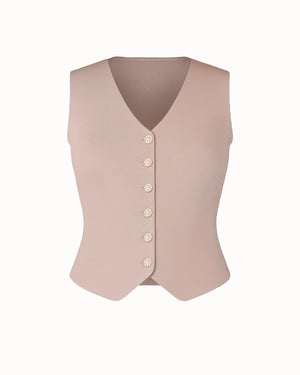 Pink vest with button details on a white background