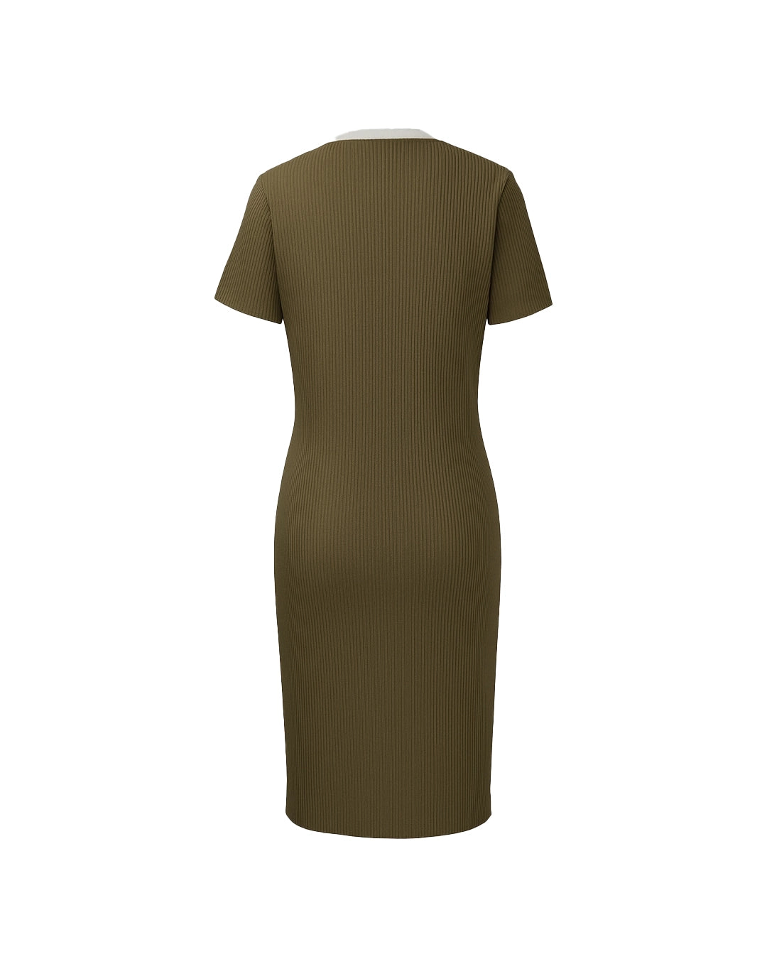 Green ribbed dress on a white background