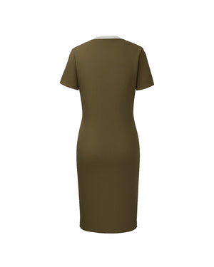 Green ribbed dress on a white background