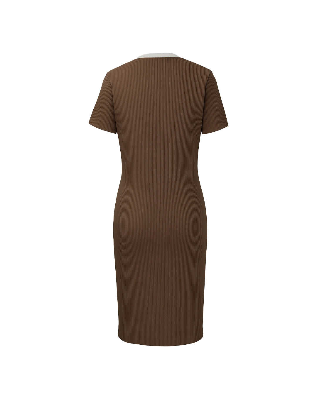 Brown ribbed dress on a white background