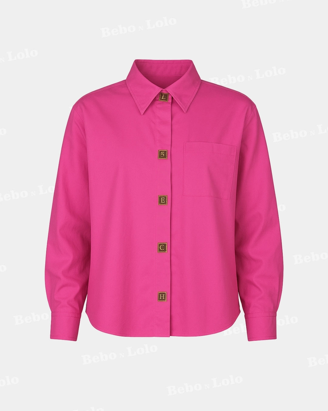 Lettered Button Plus Size Shirt