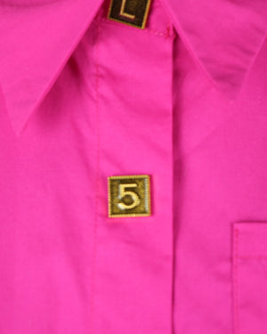 Lettered Button Plus Size Shirt