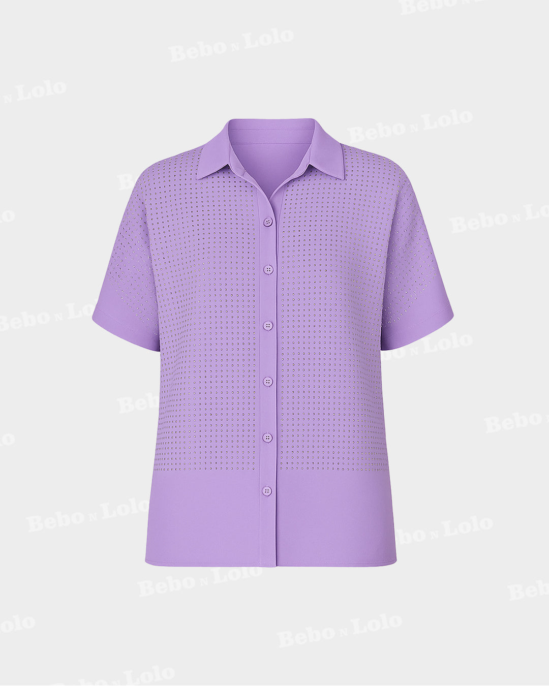 Rhinestone Work Plus Size Shirt