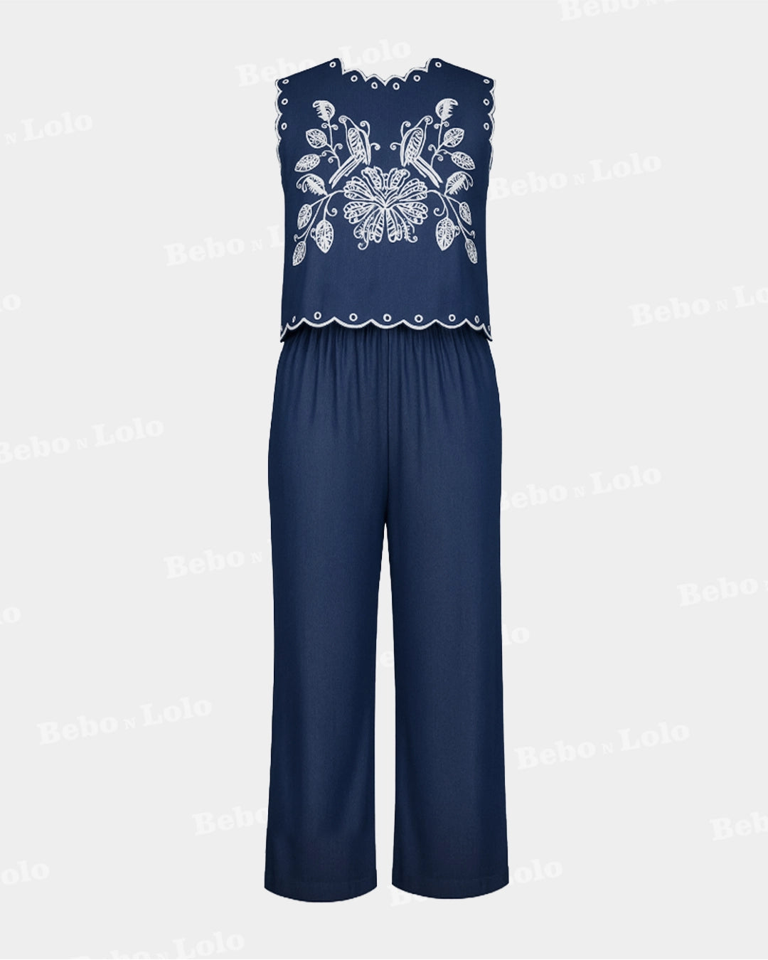 Blue Denim Embellished Co-ord Set - bebonlolo