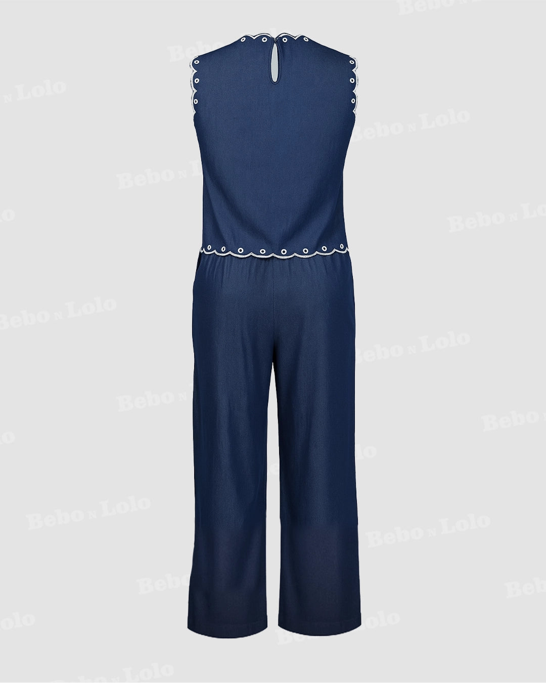 Blue Denim Embellished Co-ord Set - bebonlolo
