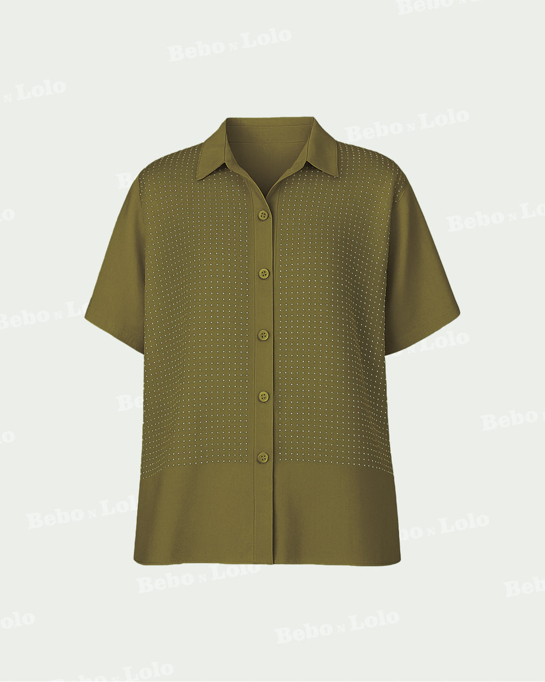 Rhinestone Work Plus Size Shirt