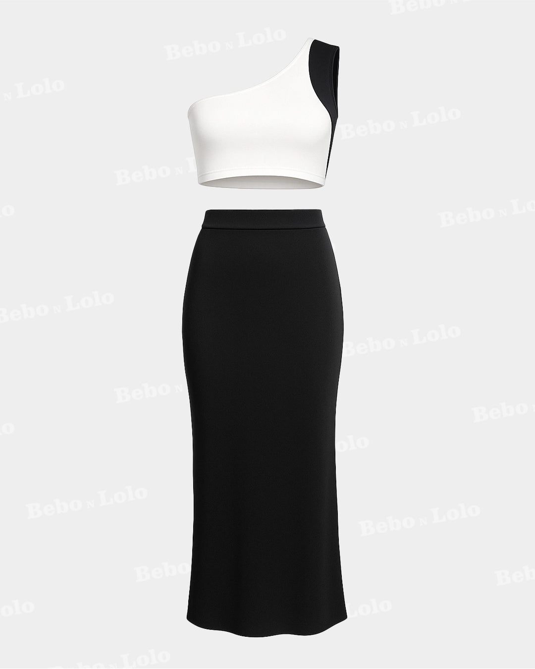 One Shoulder Co-Ord Set with Midi Skirt