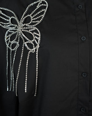 Crystal Studded Butterfly Plus Size Shirt