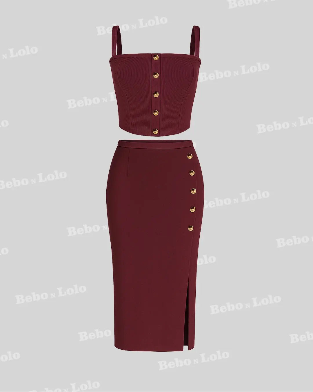 Buttoned Ribbed Co-Ord Set