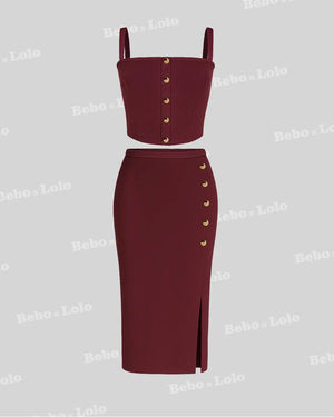 Buttoned Ribbed Co-Ord Set