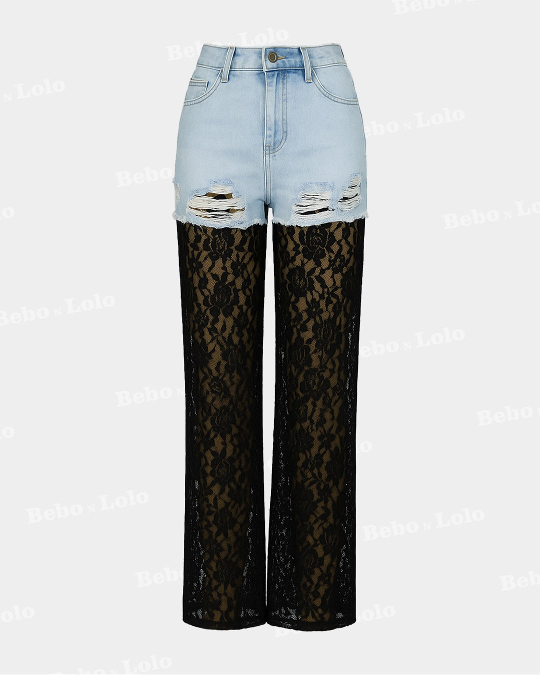 Denim & Luxe Lace Fusion Flared Pants