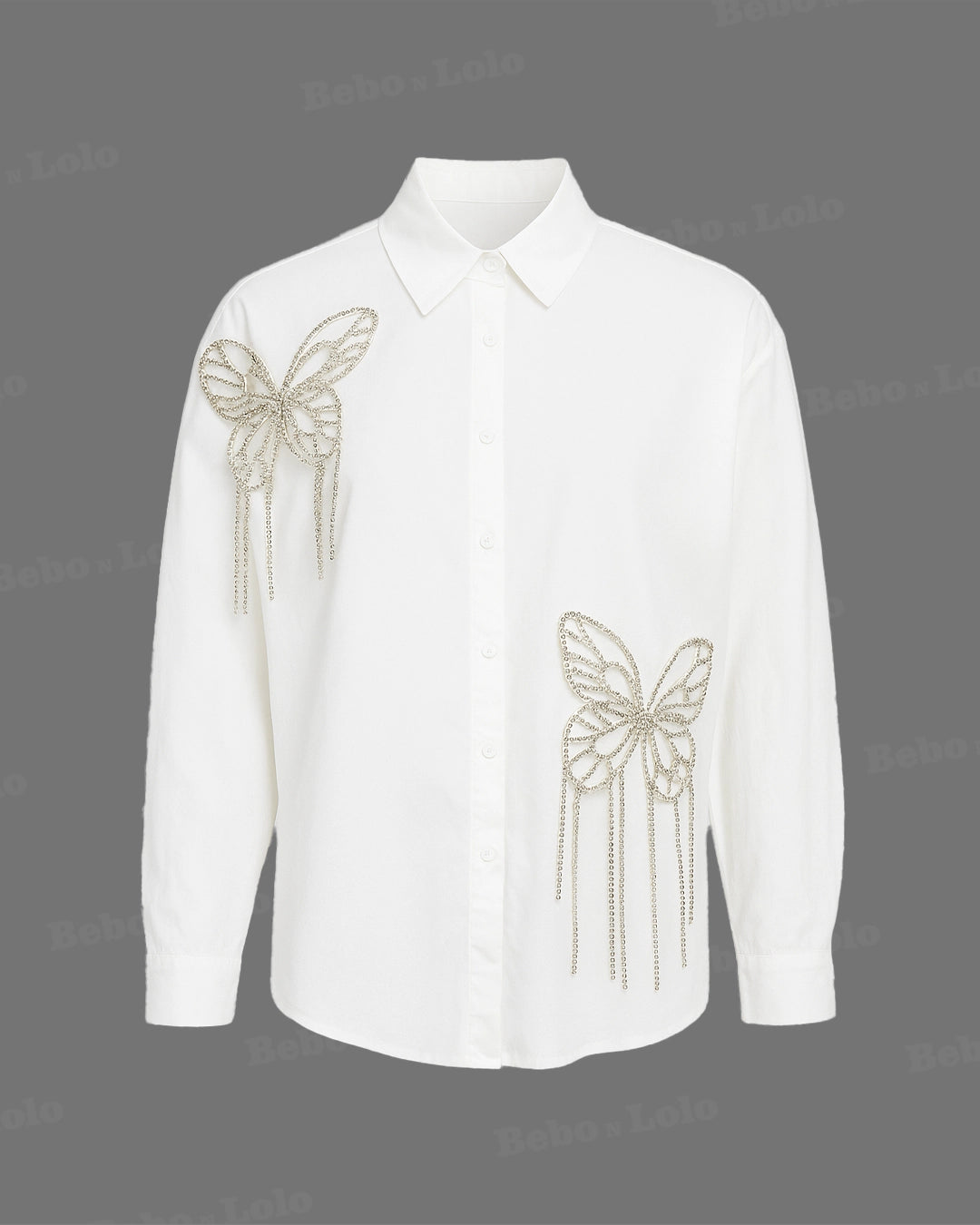 Crystal Studded Butterfly Plus Size Shirt