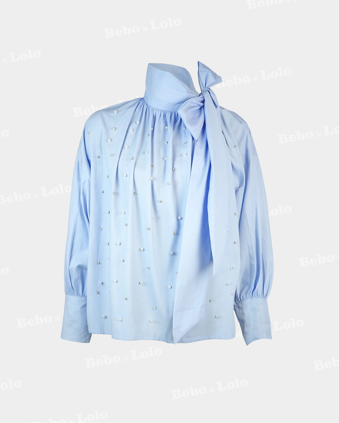 High Neck Shirt with Bow 