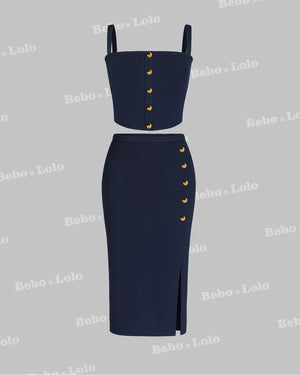 Buttoned Ribbed Co-Ord Set