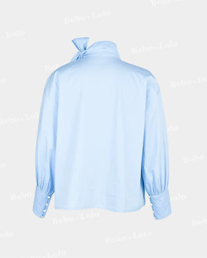 High Neck Shirt with Bow 