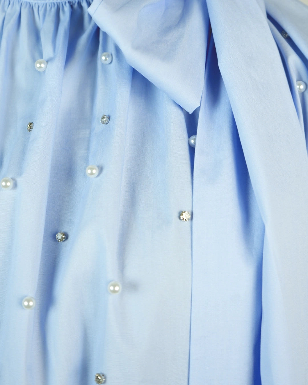 High Neck Shirt with Bow 