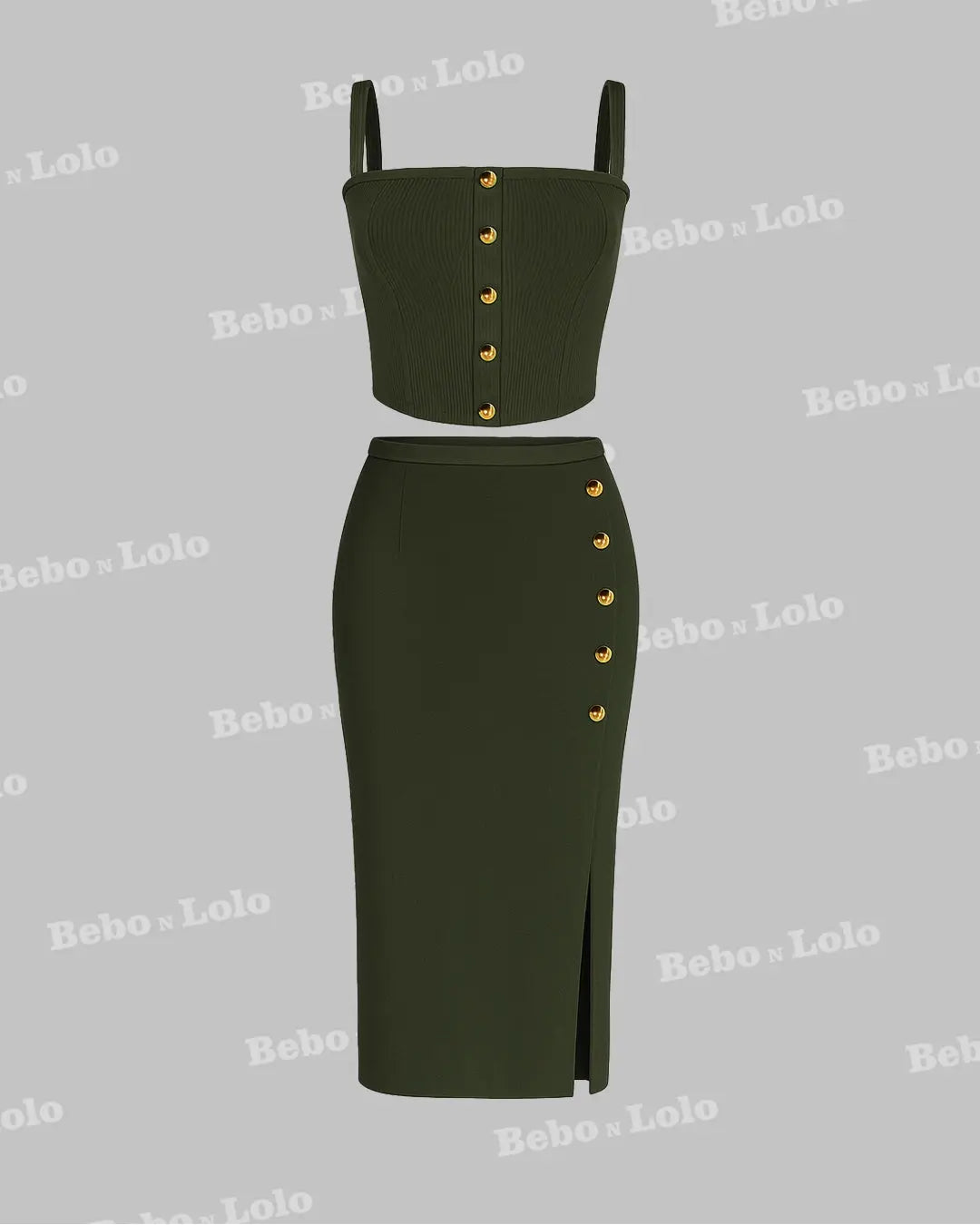 Buttoned Ribbed Co-Ord Set