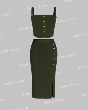 Buttoned Ribbed Co-Ord Set
