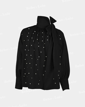 High Neck Shirt with Bow 