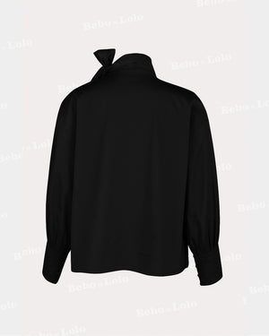 High Neck Shirt with Bow - bebonlolo