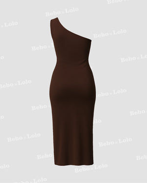 One Shoulder Bodycon Ruched Dress 