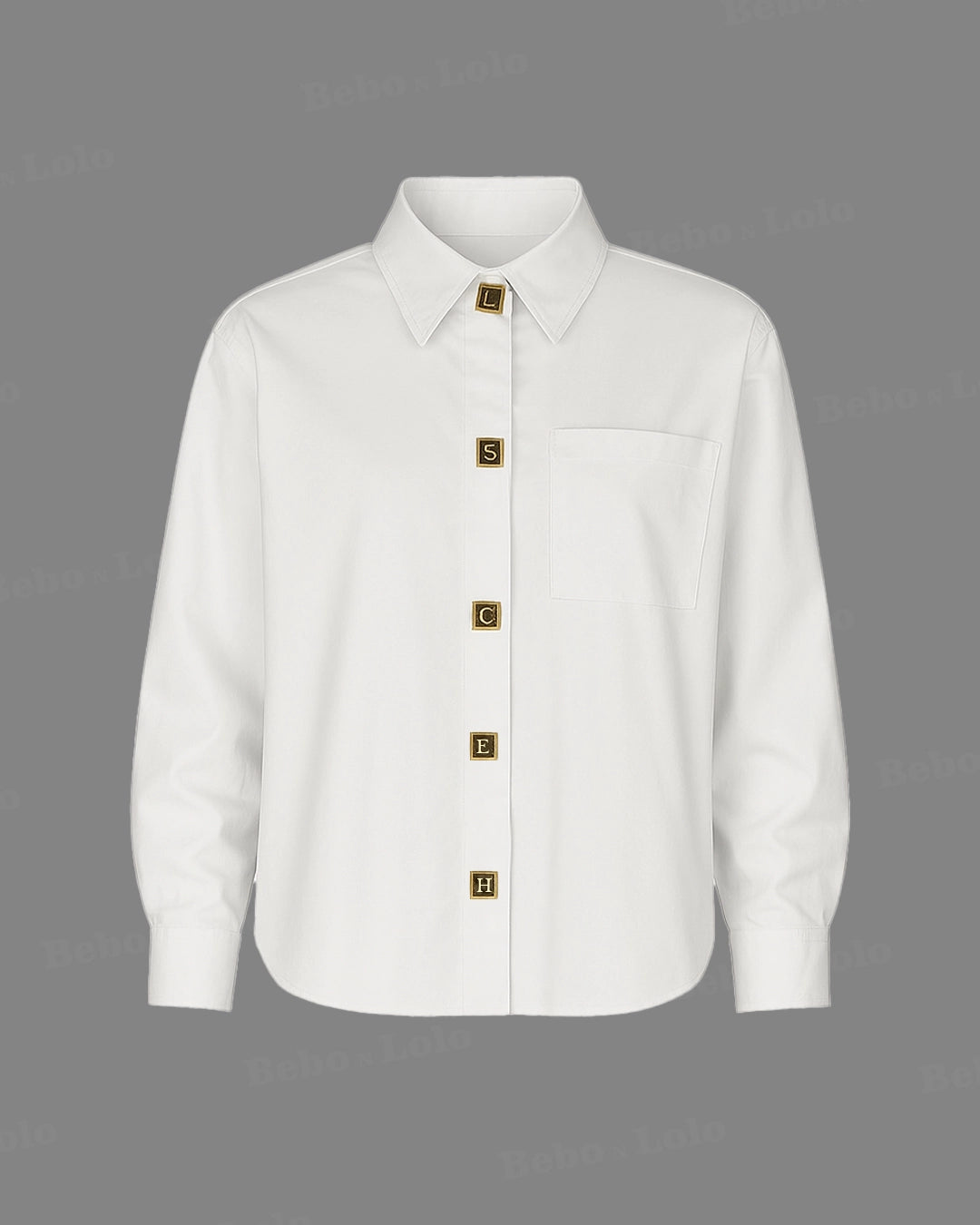 Lettered Button Plus Size Shirt