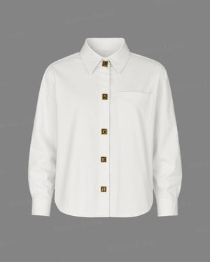 Lettered Button Plus Size Shirt