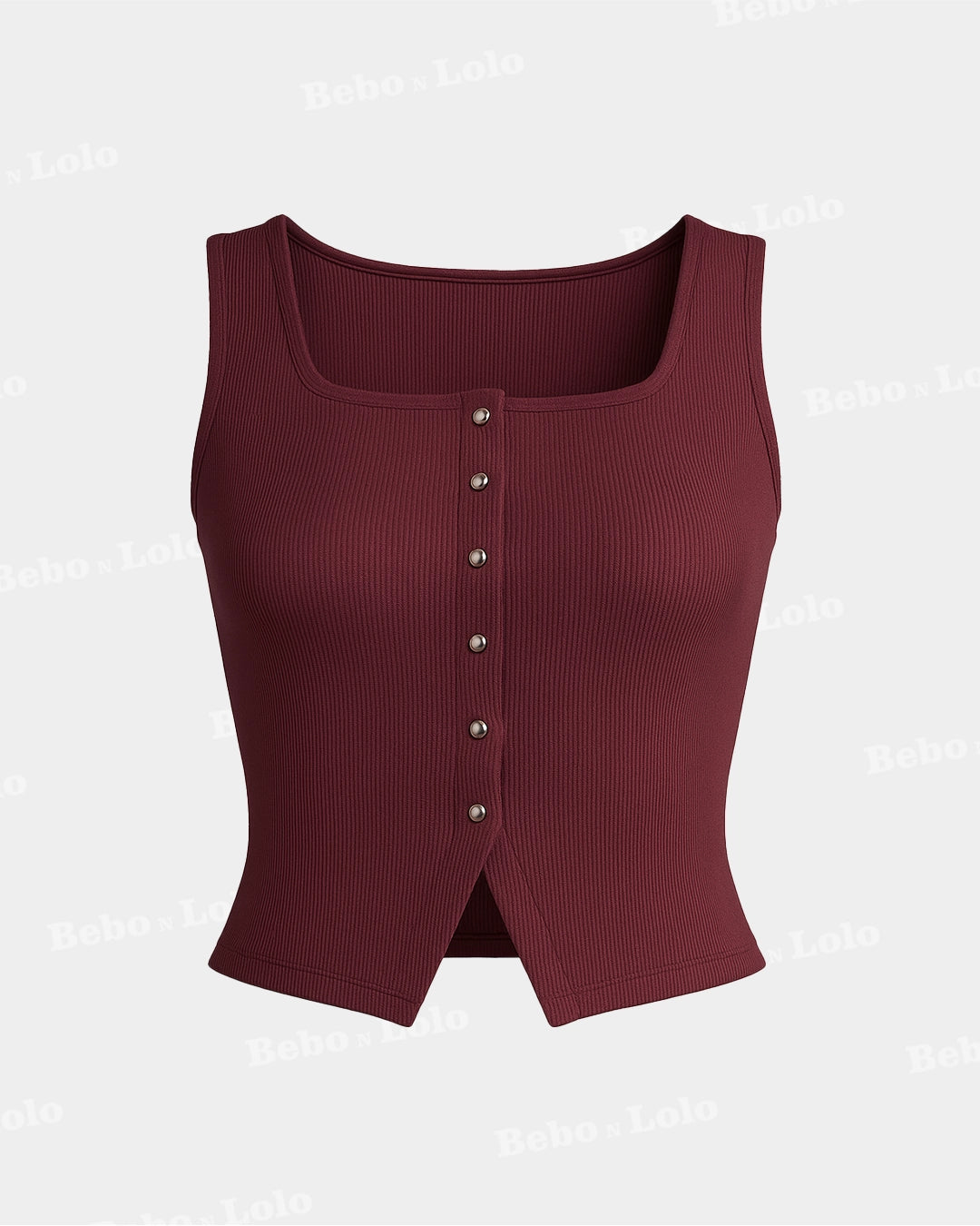 Square Neck Button Tank Top
