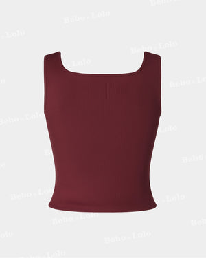 Square Neck Button Tank Top