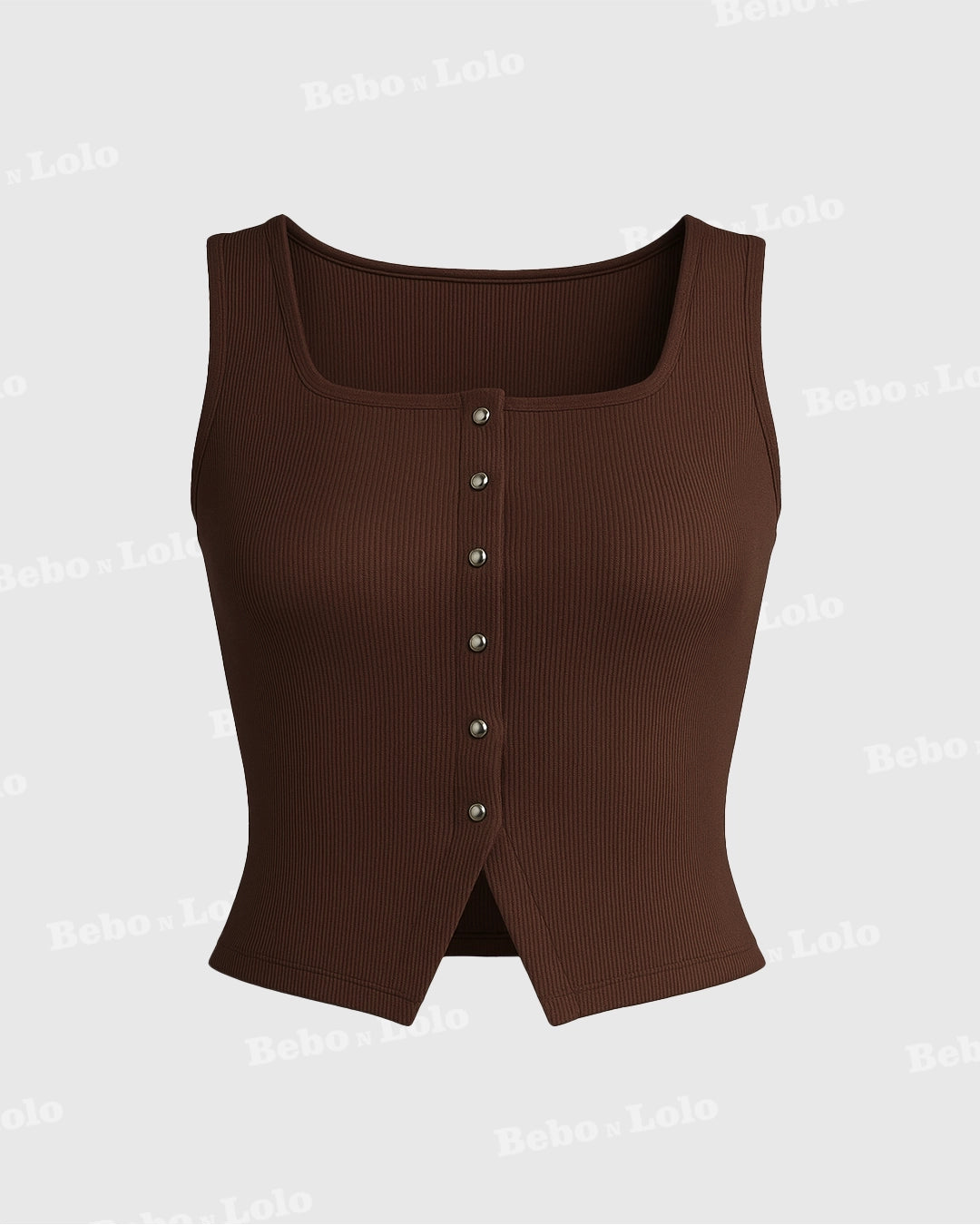 Square Neck Button Tank Top