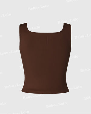 Square Neck Button Tank Top