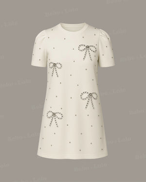 Mini Dress with Stud & Bow - bebonlolo