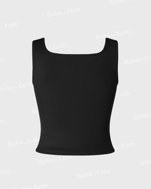Square Neck Button Tank Top
