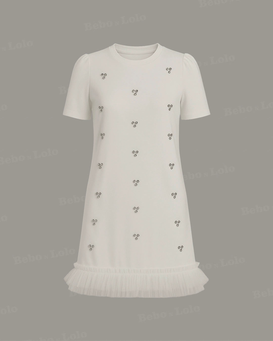 Mini Dress with Crystal Studs - bebonlolo