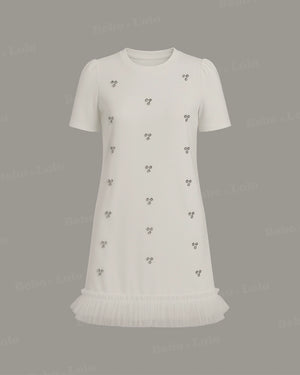 Mini Dress with Crystal Studs - bebonlolo