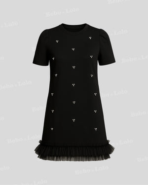Mini Dress with Crystal Studs - bebonlolo