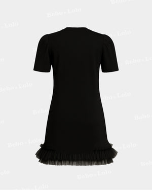 Mini Dress with Crystal Studs - bebonlolo