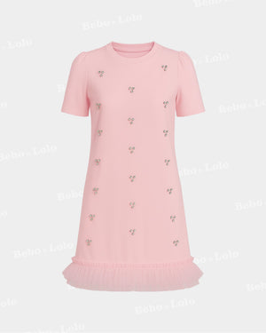 Mini Dress with Crystal Studs - bebonlolo