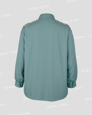 Pearl Shoulder Plus Size Shirt