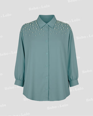 Pearl Shoulder Plus Size Shirt