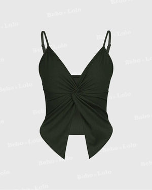 Twist Front Crisscross Sleeveless Top