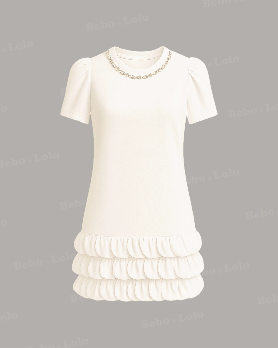 Studded Neckline Mini Dress