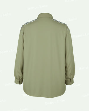Pearl Shoulder Plus Size Shirt