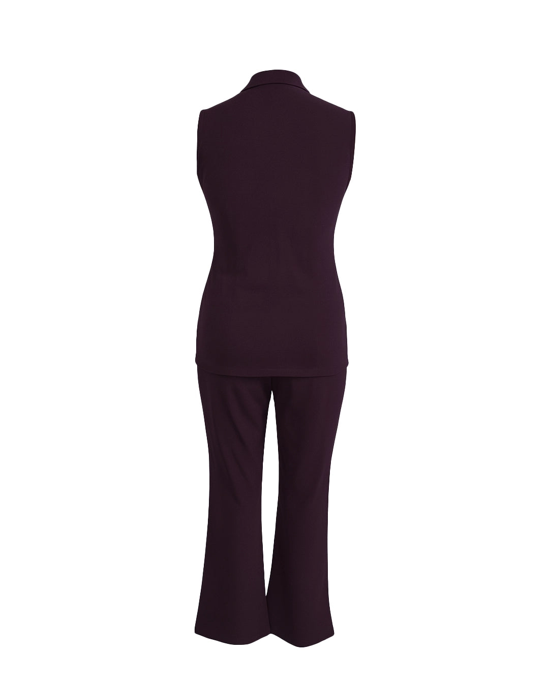 Dark purple sleeveless top and pants set on a white background