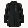 Black shirt with decorative elements on a white background