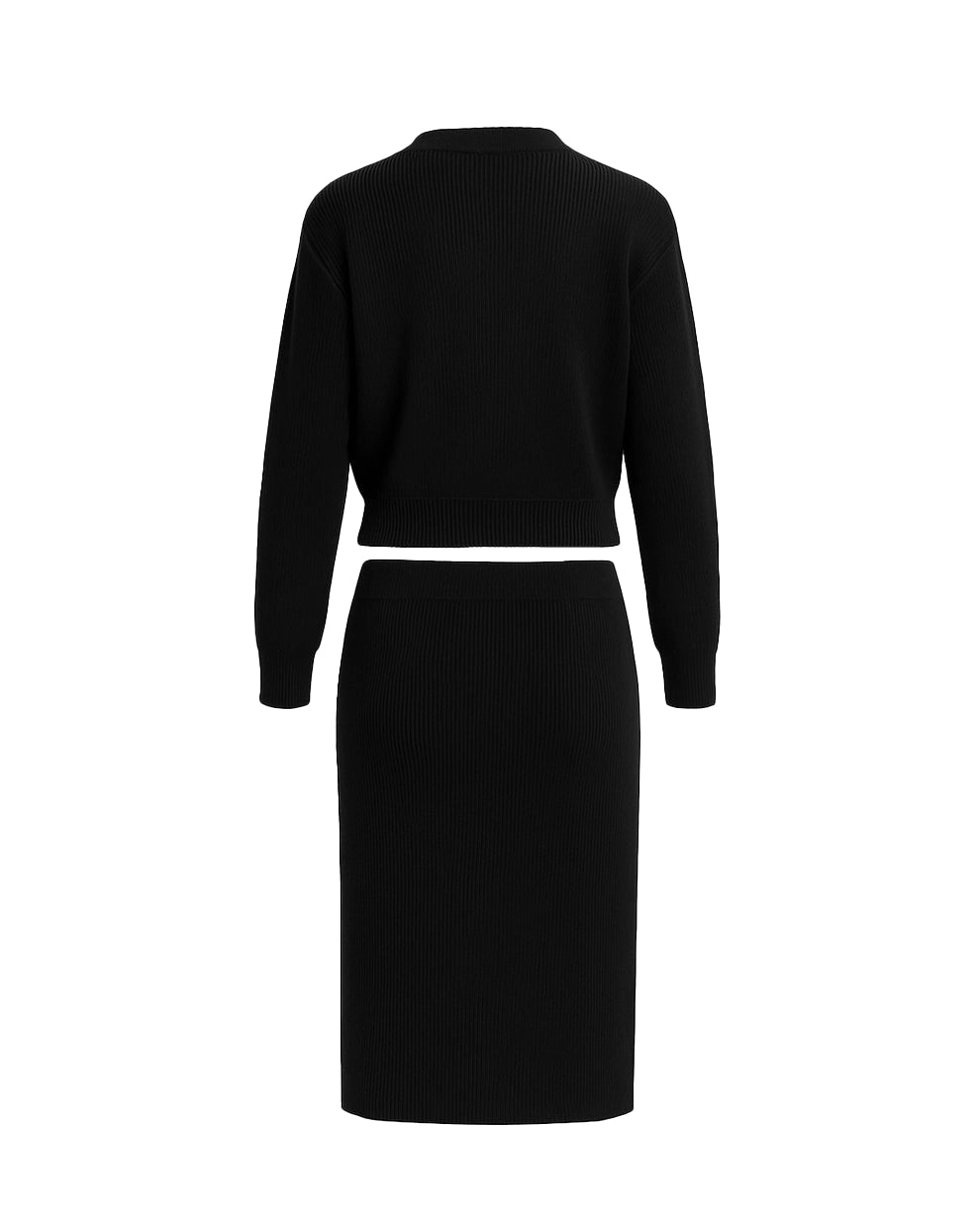 Black dress with long sleeves on a white background